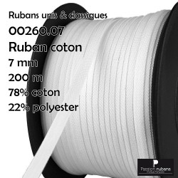 Ruban coton blanc - 7mm